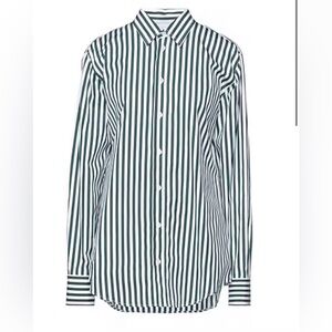 Maison Margiela Green White Stripe Shirt Size 50 L Classic Cotton Button Down